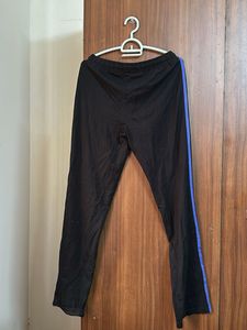 Adidas Black Track Pants with Blue Stripes
