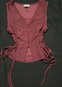 Chic Lace-Up V-Neck Sleeveless Top