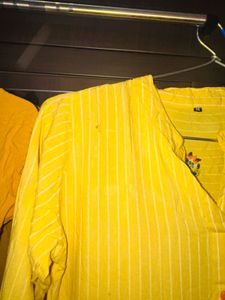 Combo of Yellow embroidered Kurta and  Mustard Flo