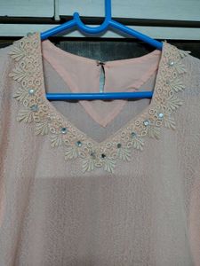 Vintage Luxury Peach Kurti Set