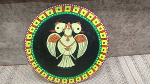 Hand-Painted Elephant Decor Wood Plate