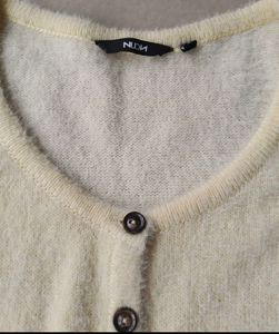 furry yellow cardigan