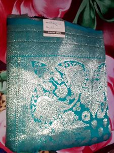 Elegant Turquoise Banarasi Saree