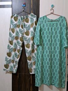 Turquoise Kurti Pant Set 🩵