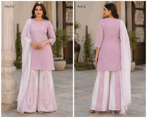 Embroidered Kurta Set with Rasuien palazzo
