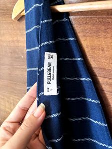 Pull&amp;Bear Navy Pinstripe V-Neck Romper