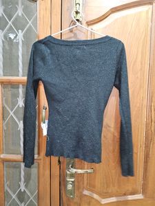 Glittery Coin Black Sweater/Top