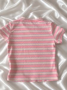 y2k pink and pastel striped crop top