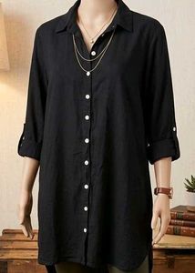 Classic Black Long Sleeve Tunic Shirt