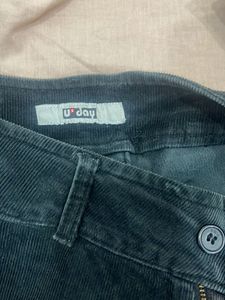 Y2k Flared Corduroy Pants with Ripped Detail