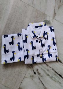 Cute Giraffe Print Pajama Set