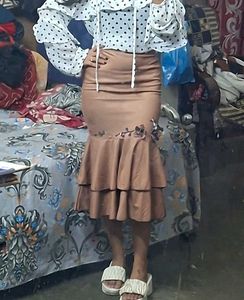 Stylish Brown Tiered Skirt
