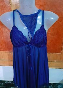 Blue 2 Piece Lingerie Set with Scarf And Thong