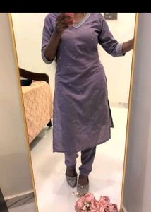 Elegant Purple Kurta Set with Pants