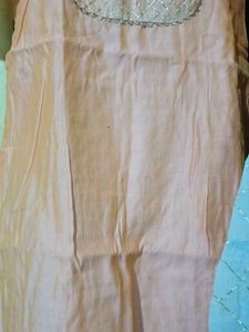 Peach &amp; Grey Kurta Set with Dupatta