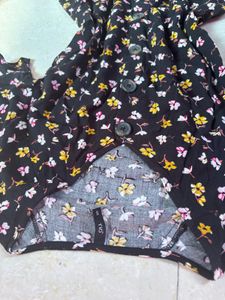 🖤Black Floral Multi Print Button-Down Dress