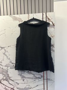 Black Sleeveless Drape Neck Top, Bust- 34