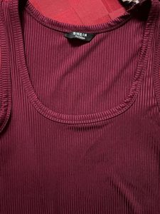 Comfortable Burgundy Ribbed Tank Top