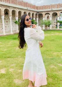 white and pink gown dresss
