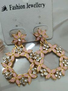 Elegant Pink Floral Hoop Earrings