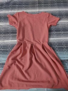Chic Pink Textured Fit &amp; Flare Dress