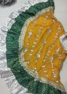 Yellow & Green Embellished Lehenga Skirt