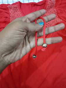 Vibrant Red Embroidered Kurta