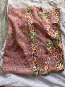 Embroidered Pink Dupatta