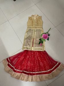 Embellished Blue &amp; Yellow Lehenga Set