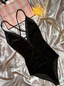 forever 21 Black Lace Trim Bodysuit