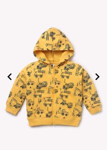 Yellow Hoodie With Front Open Zip For Kids