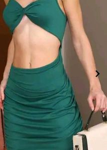 Emerald Green Cut-Out Ruched Midi Dress
