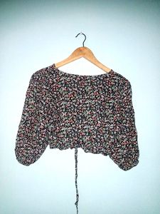 Cute Floral Printed Crop Top (Women's)