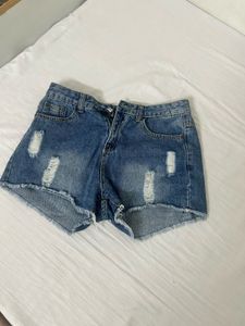 Distressed Denim Shorts