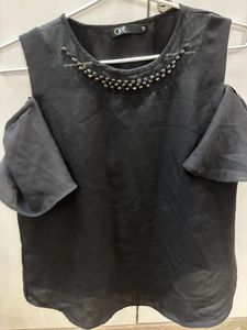 Black Cold Shoulder Top