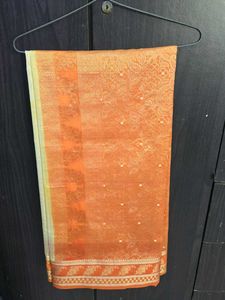 Elegant Orange Silk Saree