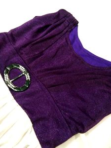 Purple-White Shiny Party-wear Mini Dress