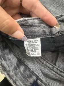 Gray Cropped Denim Jeans
