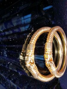 Exquisite Gold Plated Bangles with Lion Head Desig