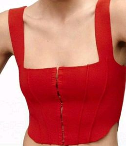ZARA RED KNIT CORSET TOP