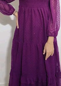 Elegant Purple Chiffon Tiered Dress