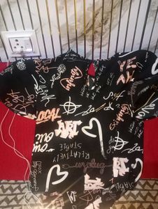 Graffiti Print Tie-Front Crop Top
