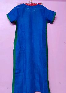 38size Vibrant Blue Kurta with Green Accents