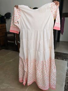 Embroidered Tiered Cotton Kurta