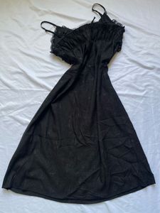 Sheer Black Lace Trim Nightgown