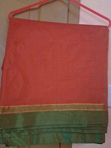 Beautiful Rust Orange Saree with Green Border