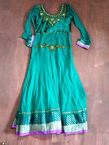 Green Embroidered Anarkali