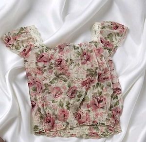 Floral Lace Square Neck Top