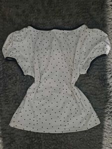 Cute Heart Dot Puff Sleeve Top🦢🪽