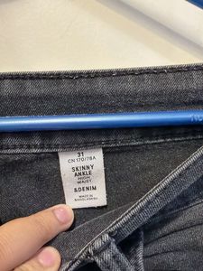 Stylish Grey Button-Fly Jeans